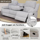 Grey White Microfiber Leather Recliner Sofa Set Living Room
