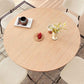 47 Inch Round Dining Table Set Beige Oak Boucle Padded Seating