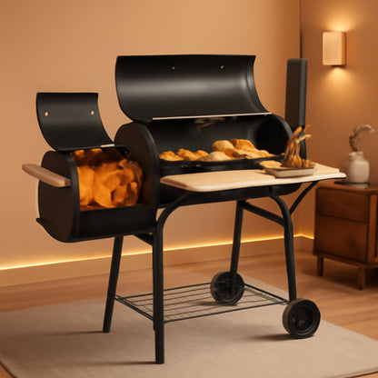 Charcoal Offset Smoker Grill With Professional Grade Space