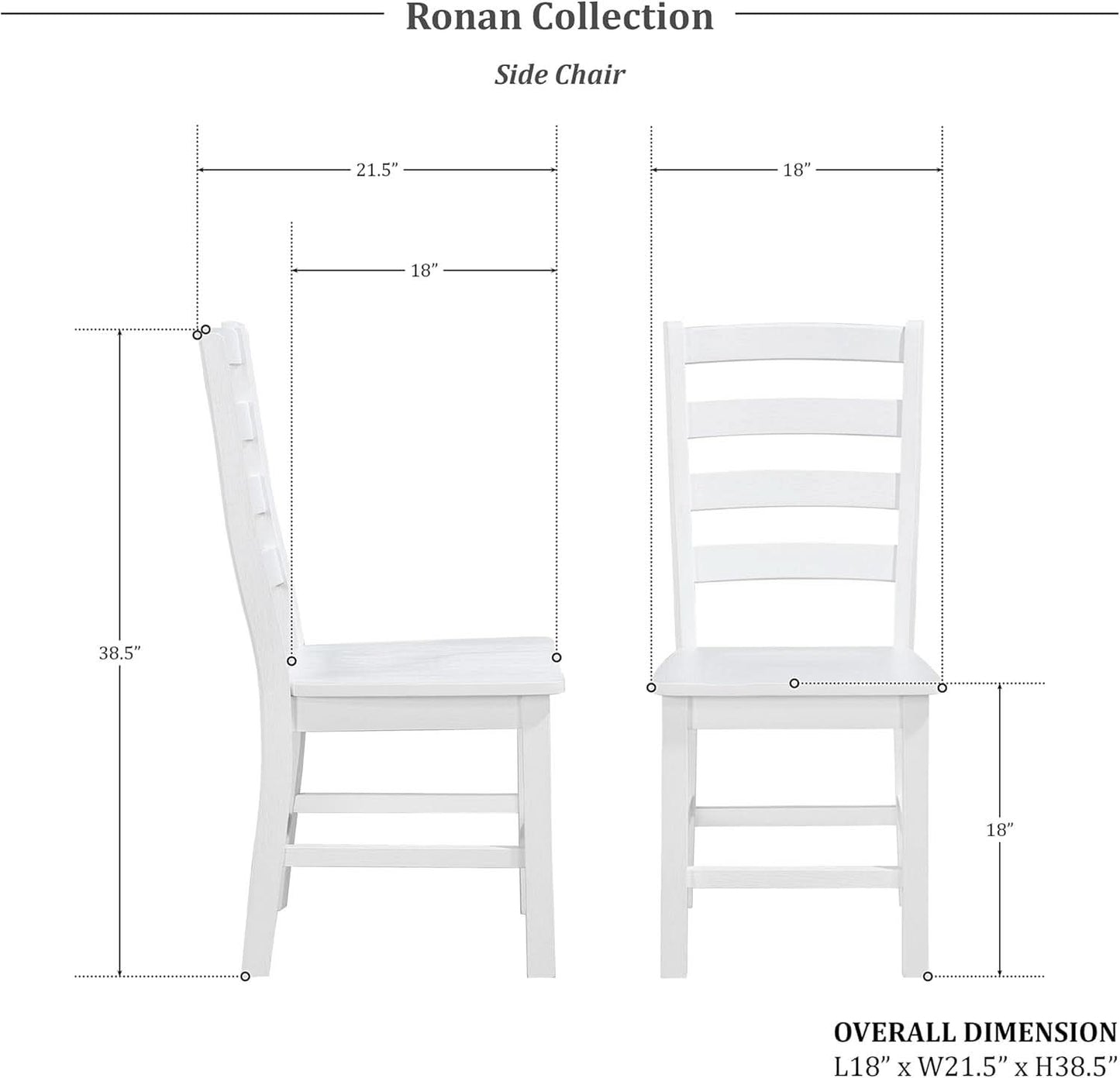 White Farmhouse Dining Chairs Set of 2 With Footrest