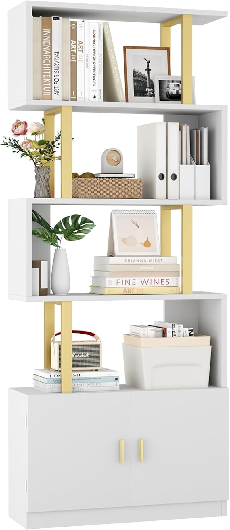 Modern S Shaped Geometric Wooden Decorative Bookcase