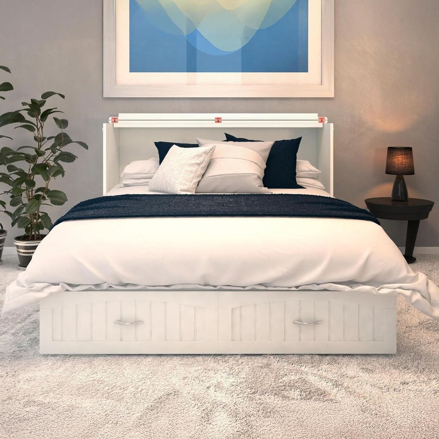 Queen Murphy Bed Chest With BuiltIn USB Charger White