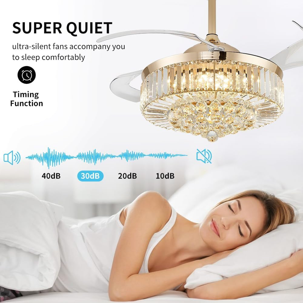 UltraQuiet 42 Inch Fandelier Ceiling Fan Remote LED