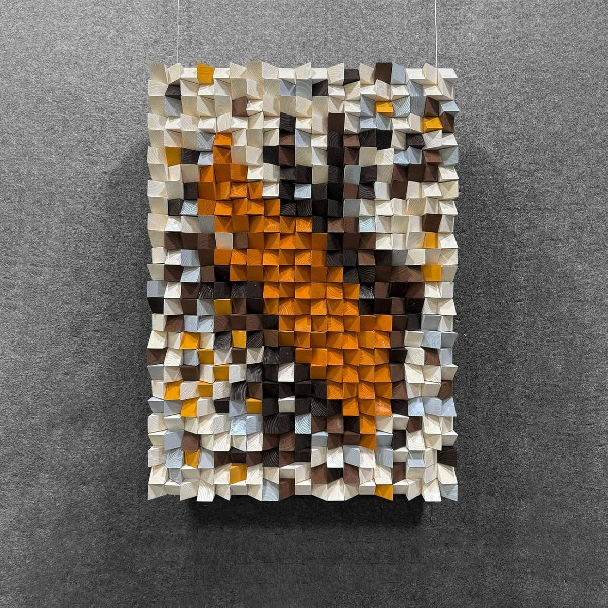 Orange White Mosaic Wall Art Dimensions 27.6x39.4in