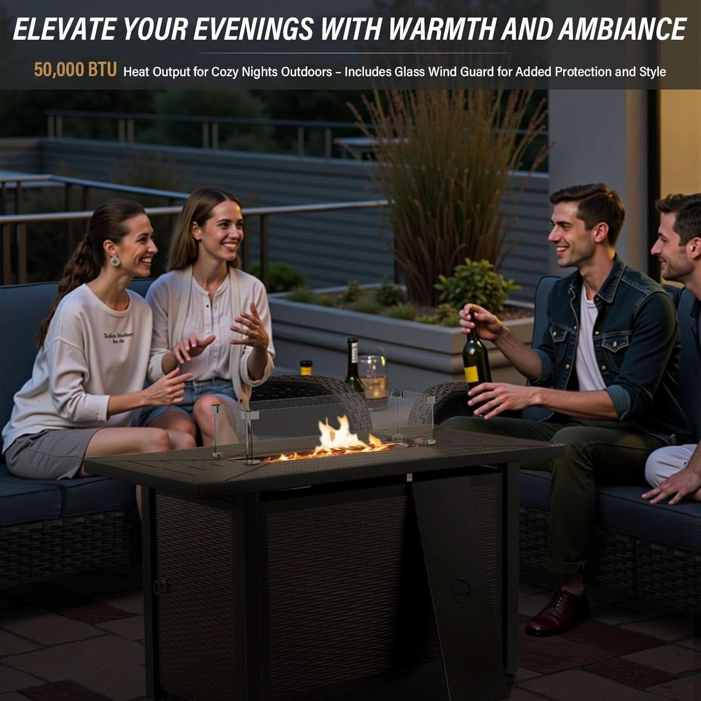 8 Piece Patio Furniture Set With 50000 BTU Fire Pit