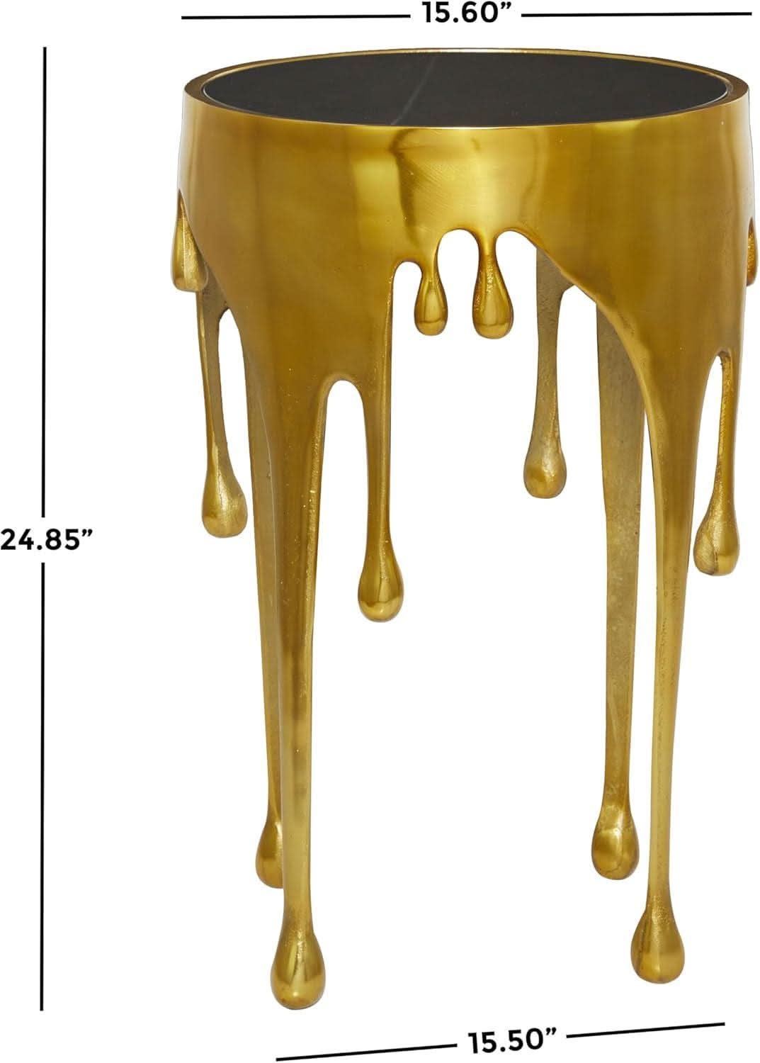 Gold Anodized Aluminum Tempered Glass Table 16x16x25