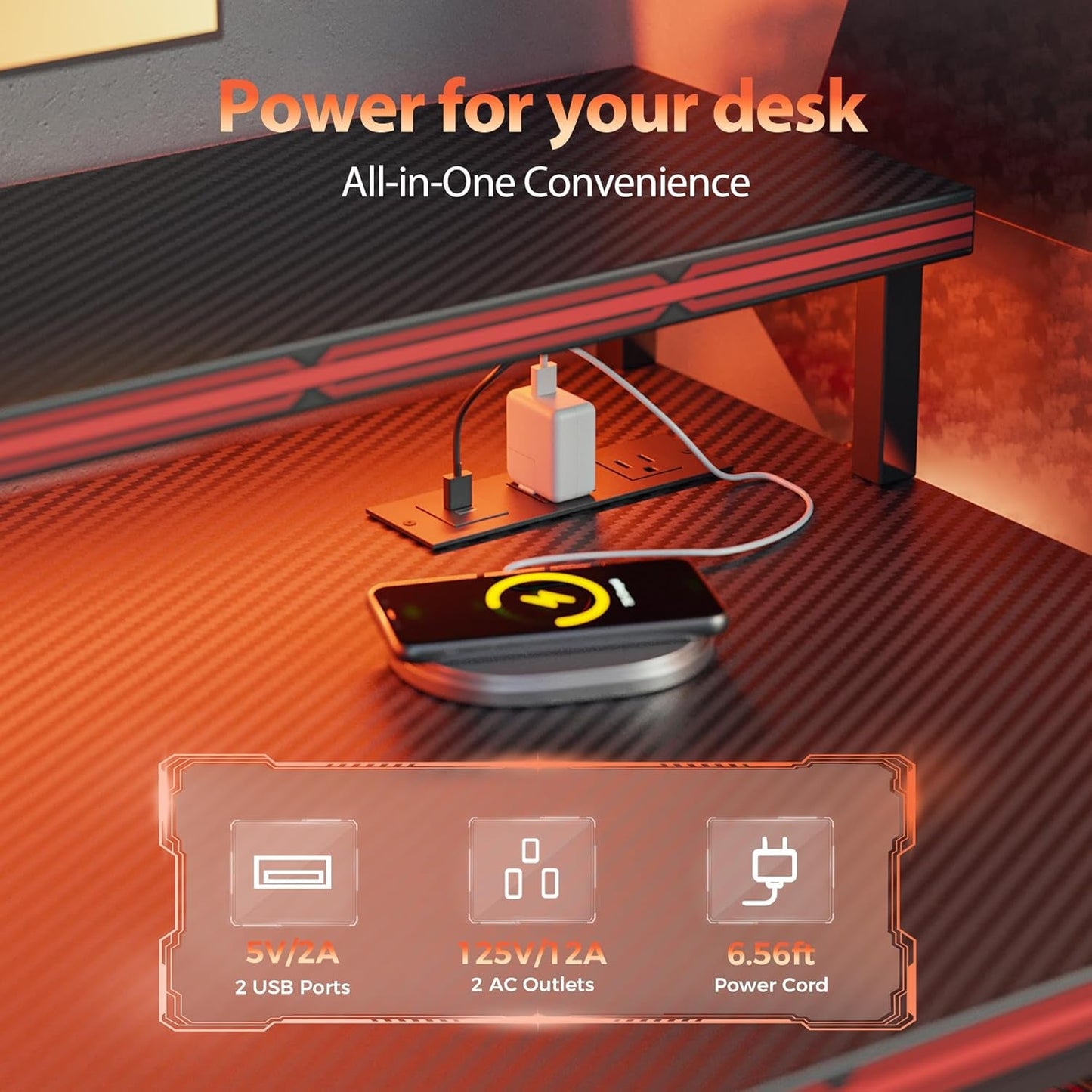Multifunctional Gaming Desk With Integrated LED Lighting