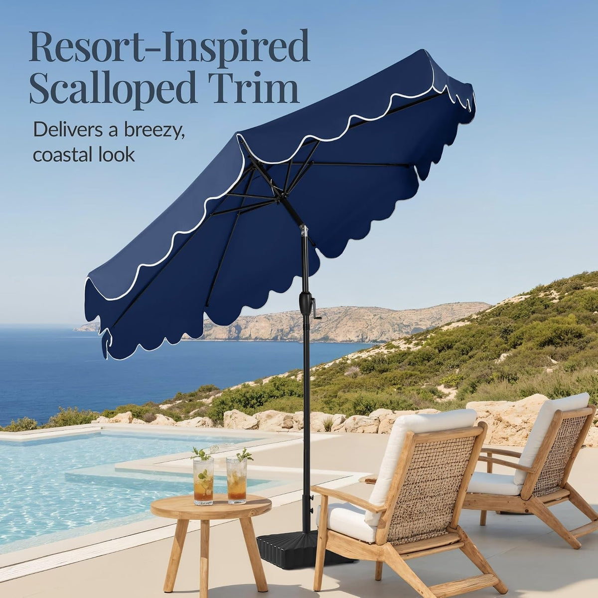 9 Ft Navy UV Resistant Weatherproof Outdoor Umbrella