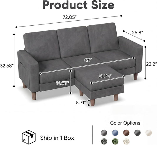 L-Shaped Sectional Sofa Graphite Grey Storage Ottoman-1