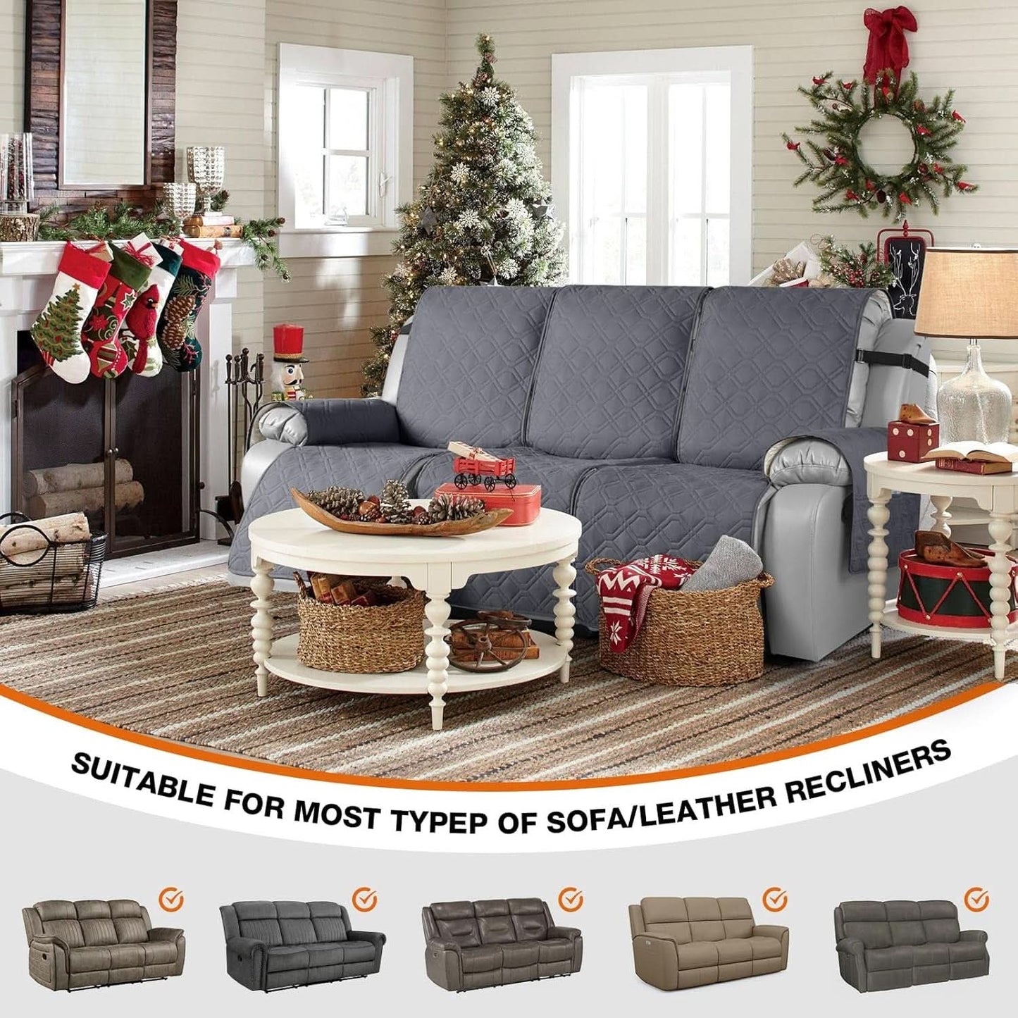 Waterproofing Recliner Cover Charcoal Gray Non Slip