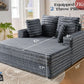 53 Inch Chaise Lounge Grey Sleeper Chair For Living Room