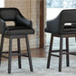 Modern Upholstered Swivel Barstool Set with Footrest