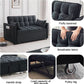 Black Velvet Sleeper Sofa With Adjustable Backrest