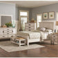 Antique White Coastal Farmhouse Queen Panel Bed Frame