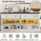 63 Inch Antique White Multipurpose Sideboard Buffet