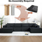 Corduroy Black UShaped 146Inch Modular Sectional Sofa