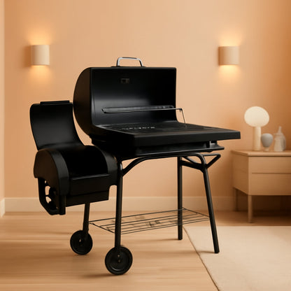 Barbecue Charcoal Grill Offset Smoker Industrial Wheels