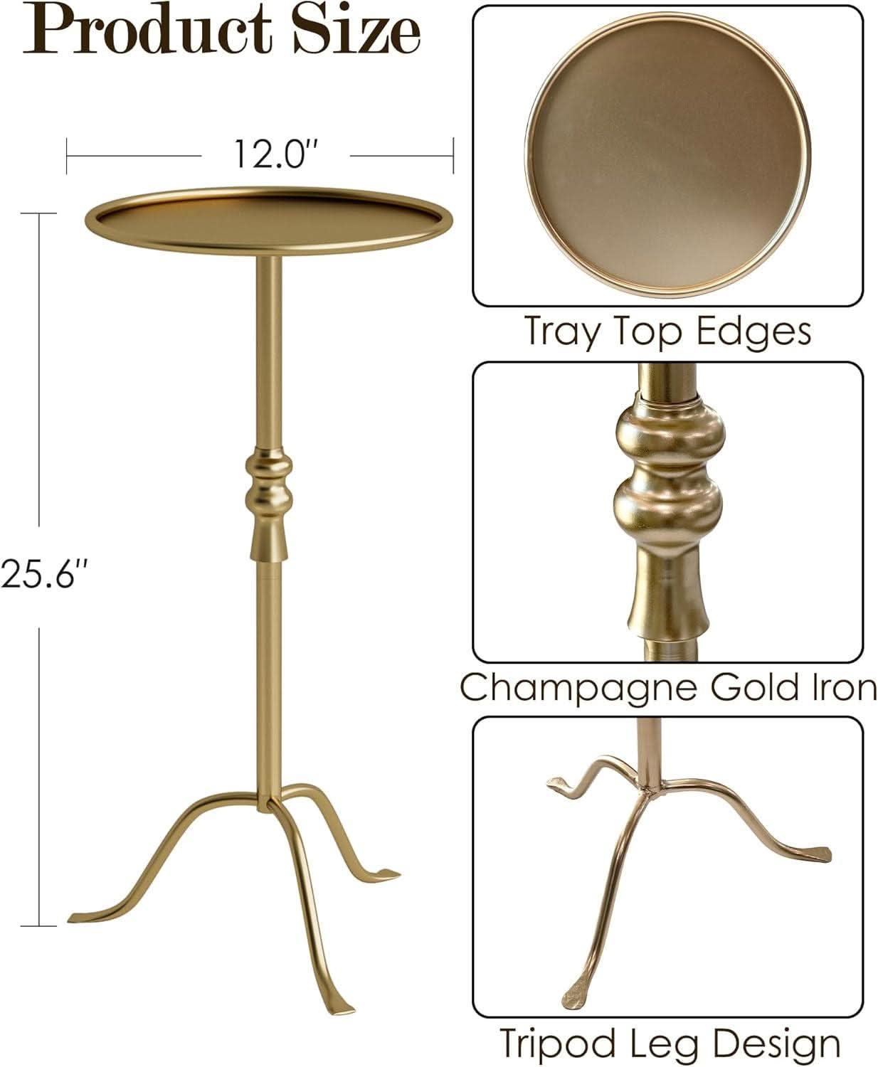 Gold Ornamental Distressed Brass Martini End Table