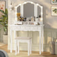 White Makeup Vanity With Dimmable Hollywood Lights