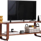 Bamboo TV Stand 65 Inch Walnut Stain Durable Console