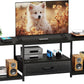 Industrial Black TV Entertainment Center With Drawers