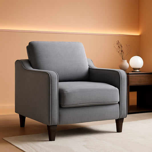 Grey Upholstered Accent Chair Mid Century Contemporary