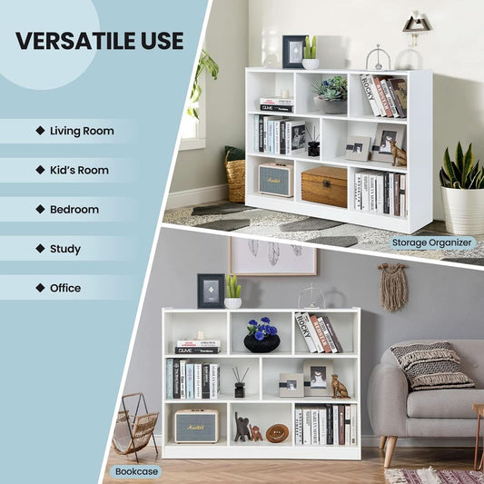 White Cube Bookcase Three Tier Freestanding Organizer