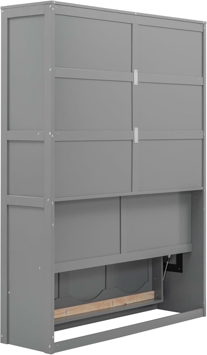 Retractable Gray Murphy Bed With Space Saving Shelves-4