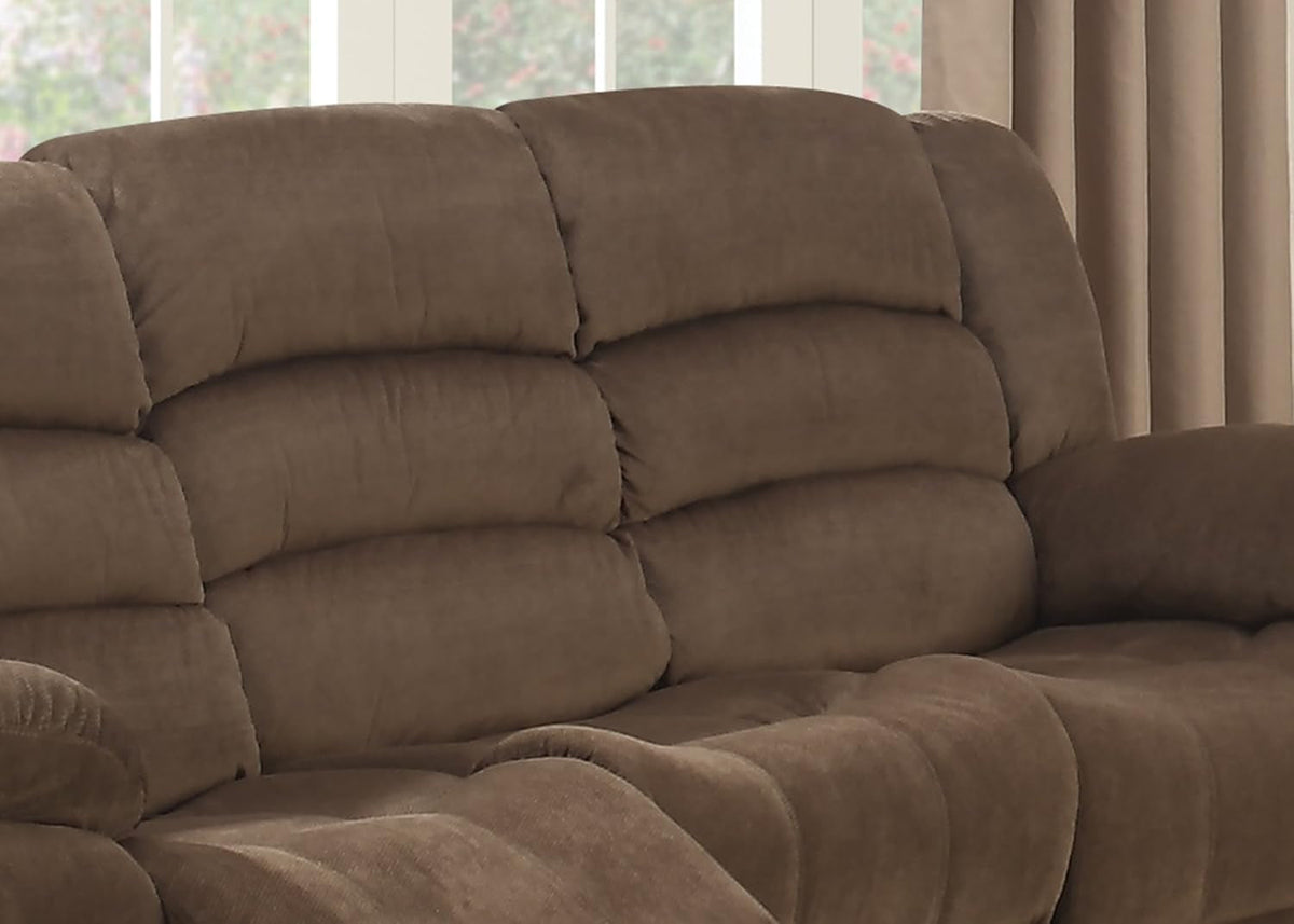 Brown Upholstered Reclining Sofa Pillowtop Armrests