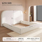 Luxurious King Velvet Upholstered Platform Bed Beige