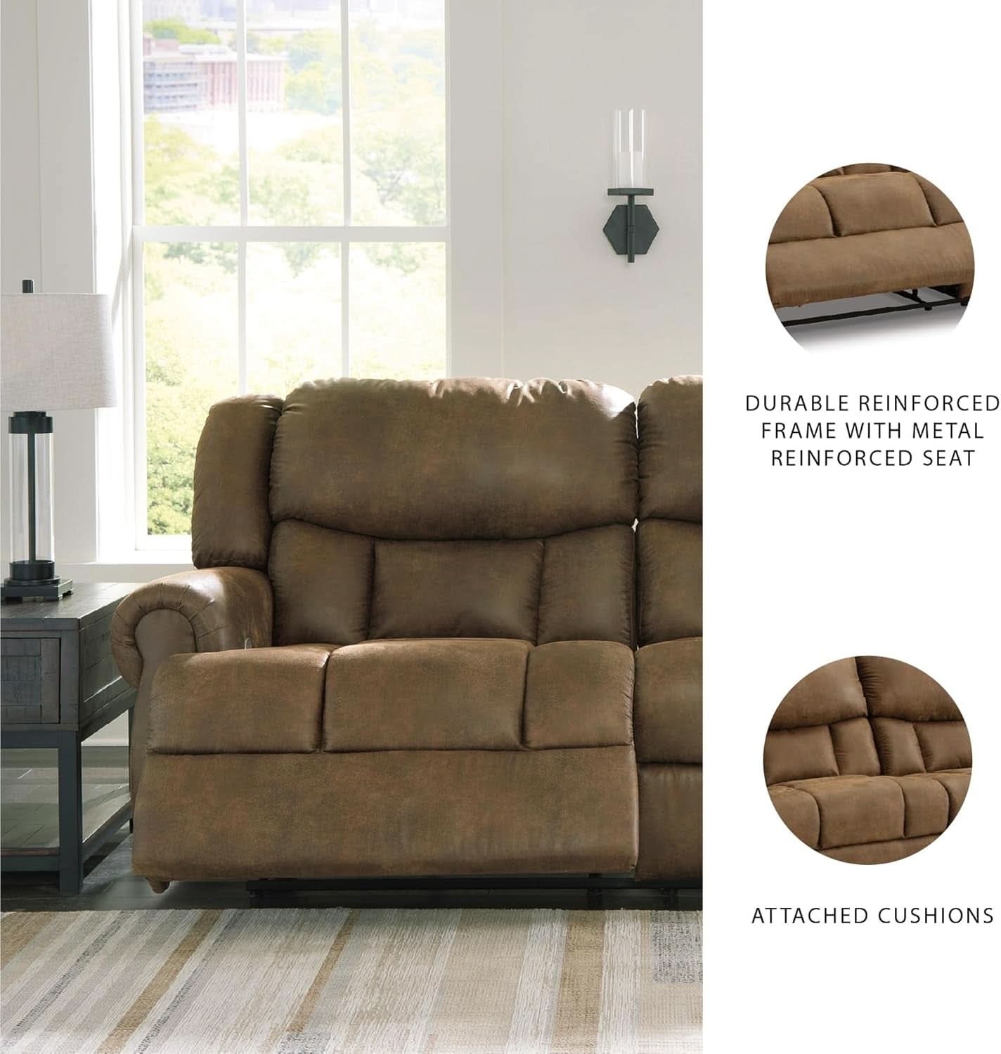 Dark Brown Luxuriously Electric Reclining Sofa USB