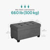 Slate Gray Storage Ottoman Bench 15x30x15.2 Inches