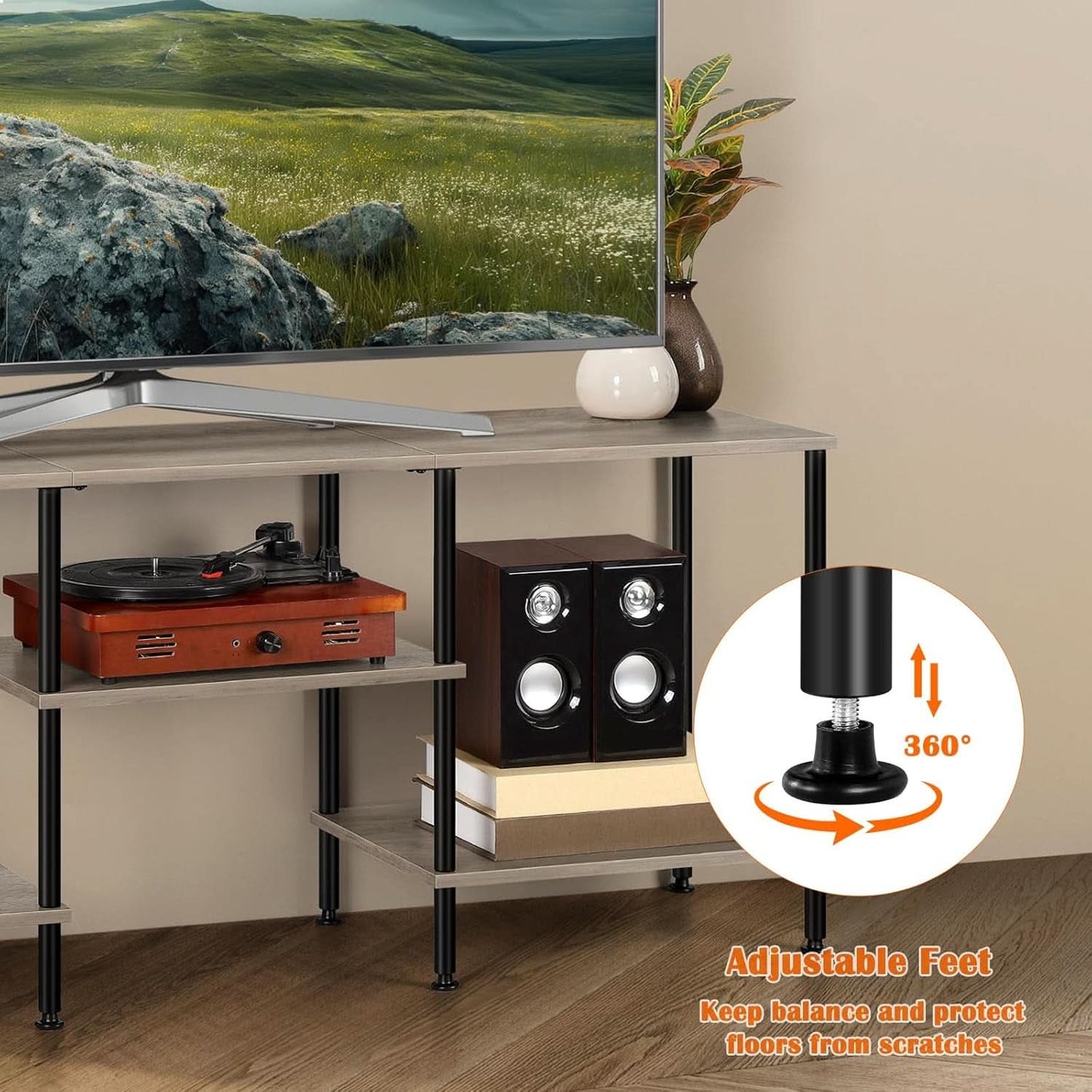 50 Inches Rustic Grey TV Stand Entertainment Center Unit