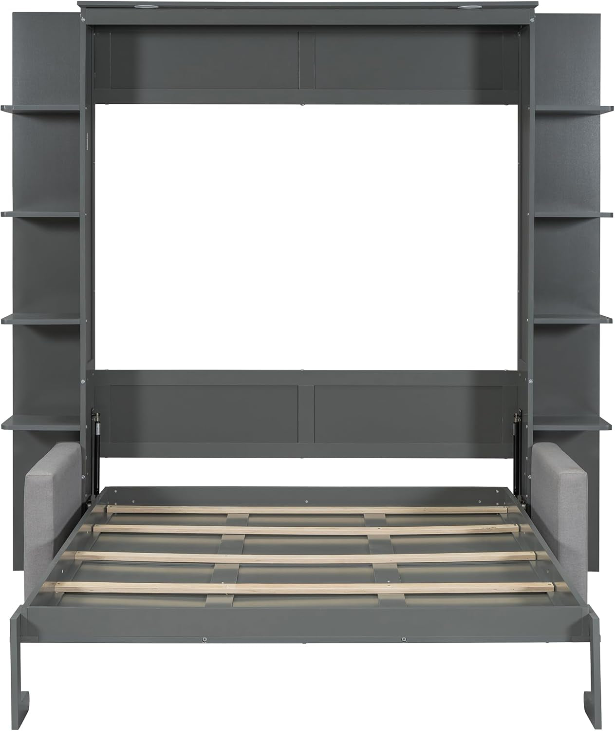 Murphy Bed Queen Size Grey Upholstery Sofa-4