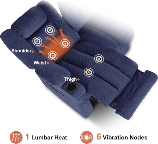 Navy Blue Zero Gravity Therapeutic Massage Recliner