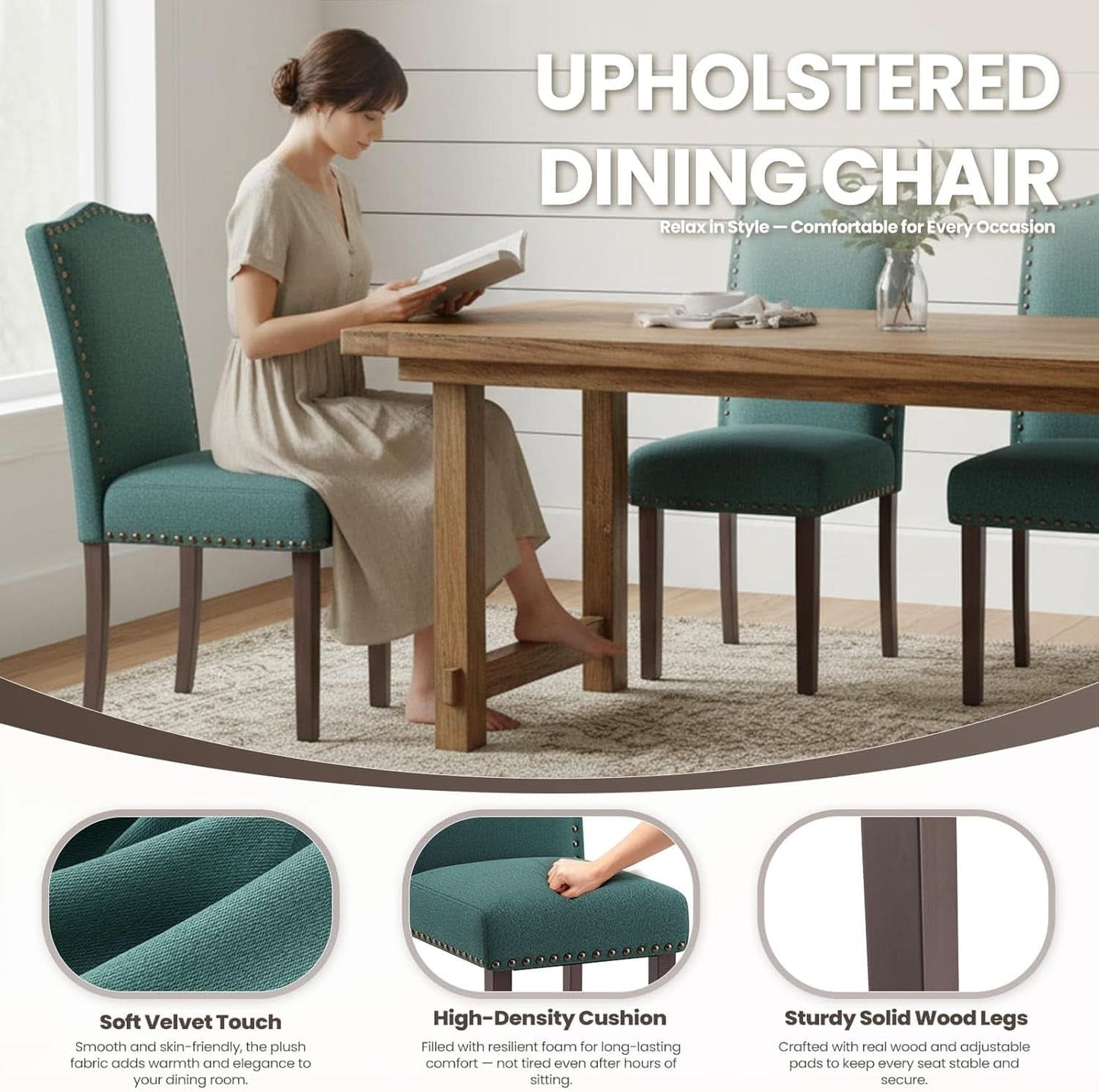 Green Velvet Executive Parsons Dining Chairs Quartet