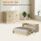Queen Murphy Bed With Mattress Natural Wood Storage