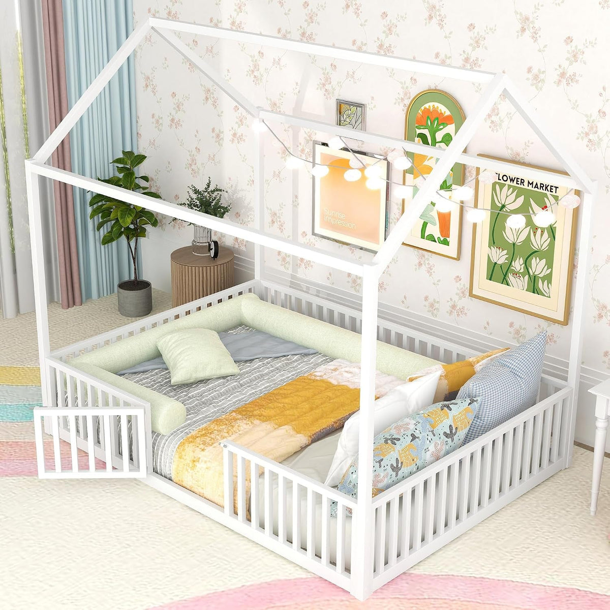 Premium Powder Coated Metal Montessori Floor Bed White