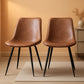 Dining Chairs Set Of 2 Brown Upholstered Faux Leather
