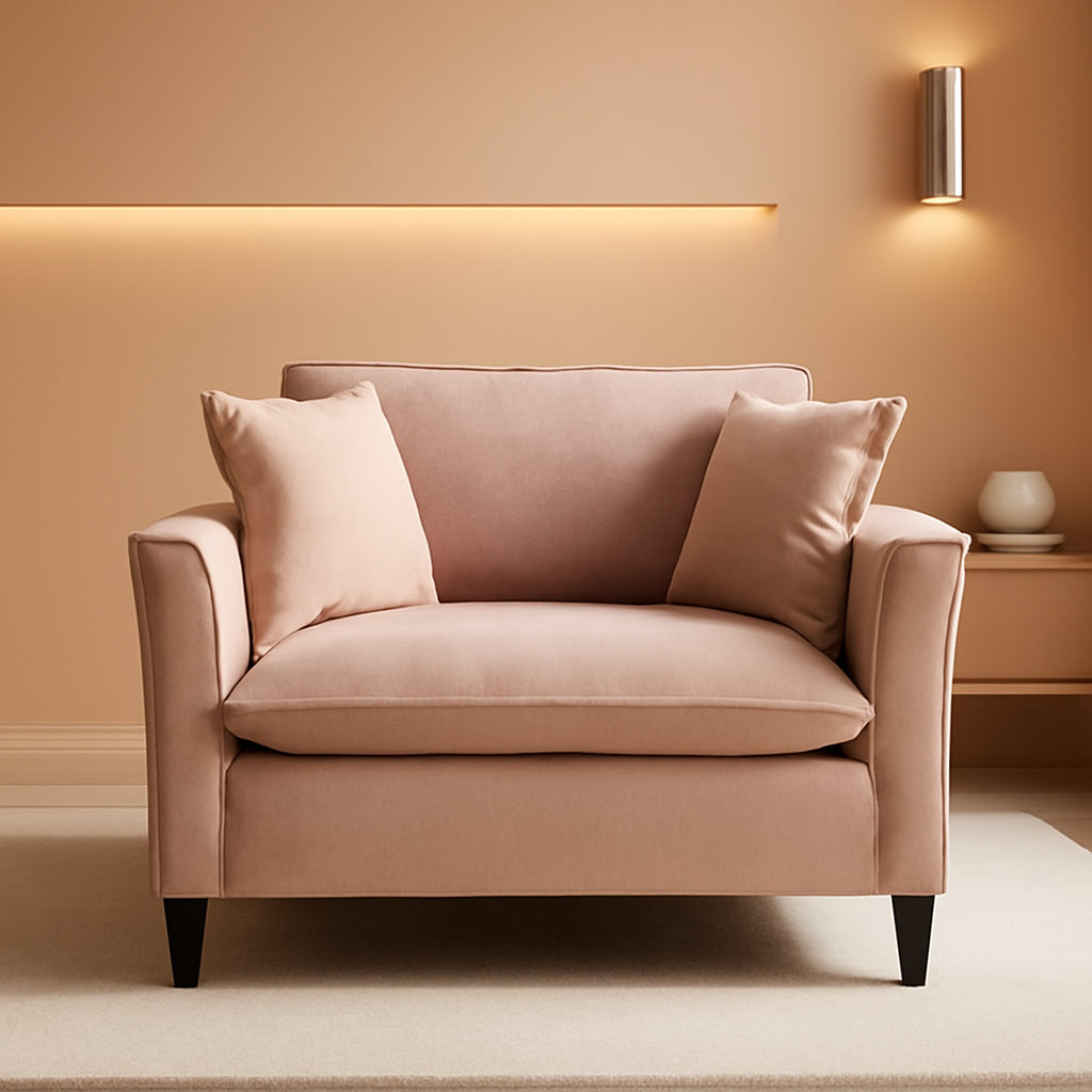 Oversized Chenille Accent Chair Pale Pink Cushions