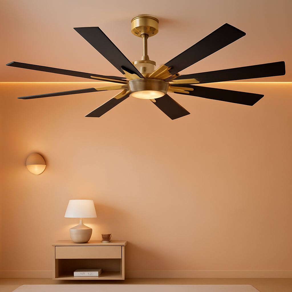 60 Inch Gold Farmhouse Ceiling Fan Integrated Lighting