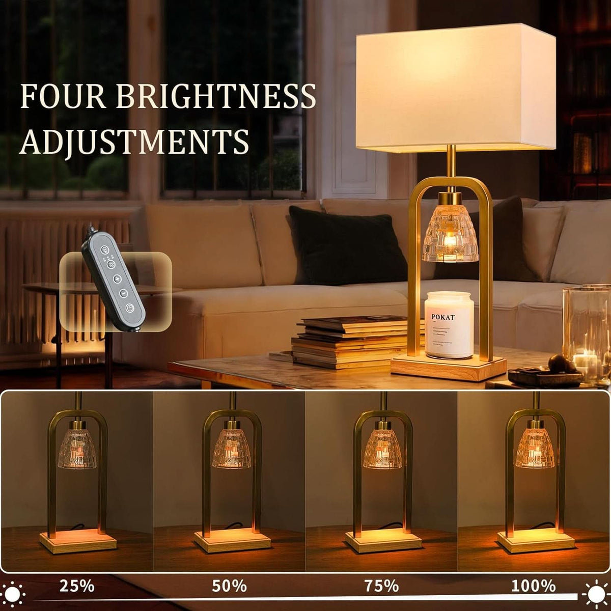 Brushed Gold Candle Warmer Lamp Programmable Timer