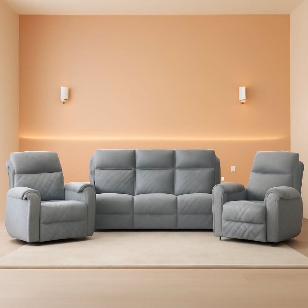 Light Grey Power Recliner Contemporary Sofa Collection