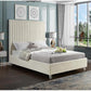 Queen Velvet Upholstered Bed Cream Acrylic Legs Tufting