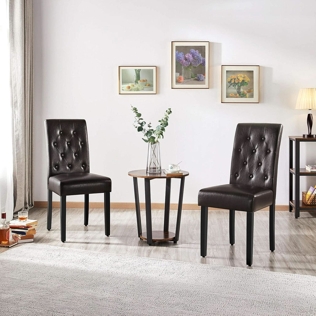 Faux Leather Dining Chairs Brown Set Of 2 For Dining Room