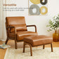 Leatherette Padded Ottoman Footrest Yellowish Brown