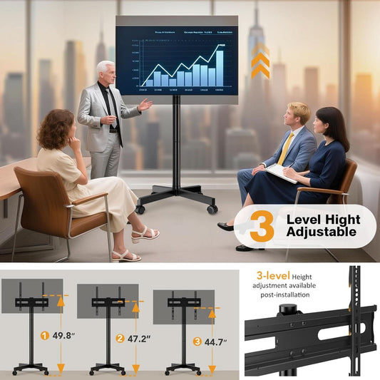 Universal Mobile TV Stand Featuring Adjustable Height