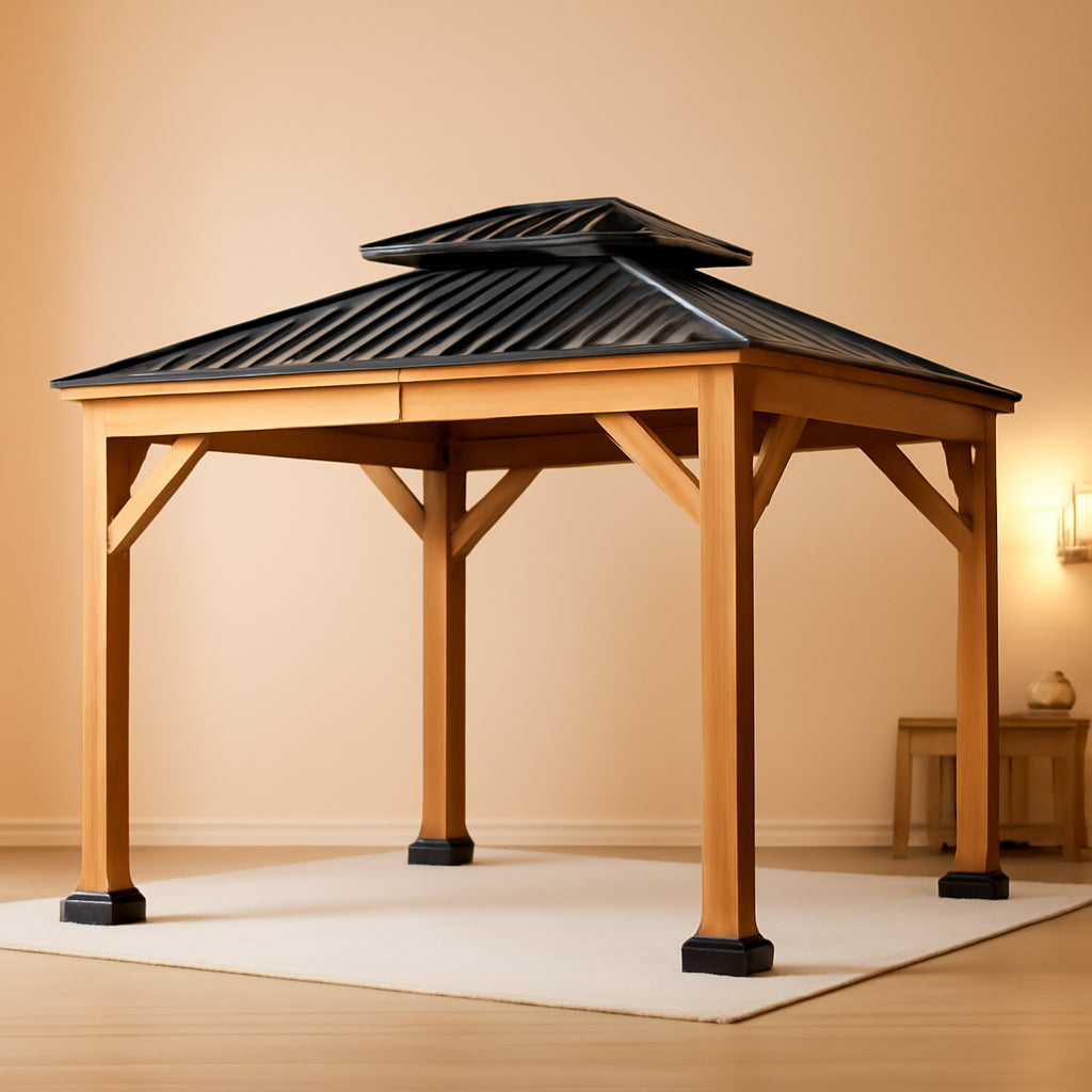 10x12 Weatherproof Natural Gazebo With Galvanized Roof