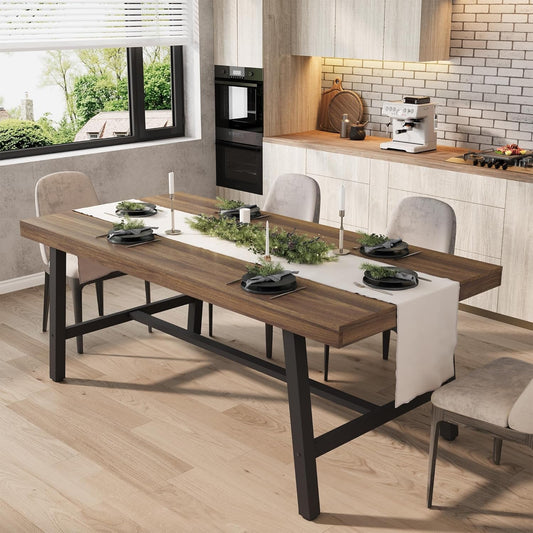 71-Inch Brown-Walnut Heavy-Duty Solid Wood Dining Table