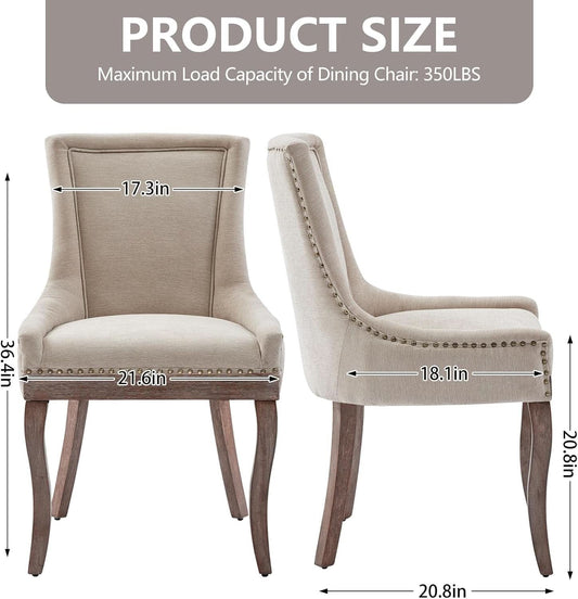 Modern Dining Chairs Tan Upholstered Fabric Set Of 2